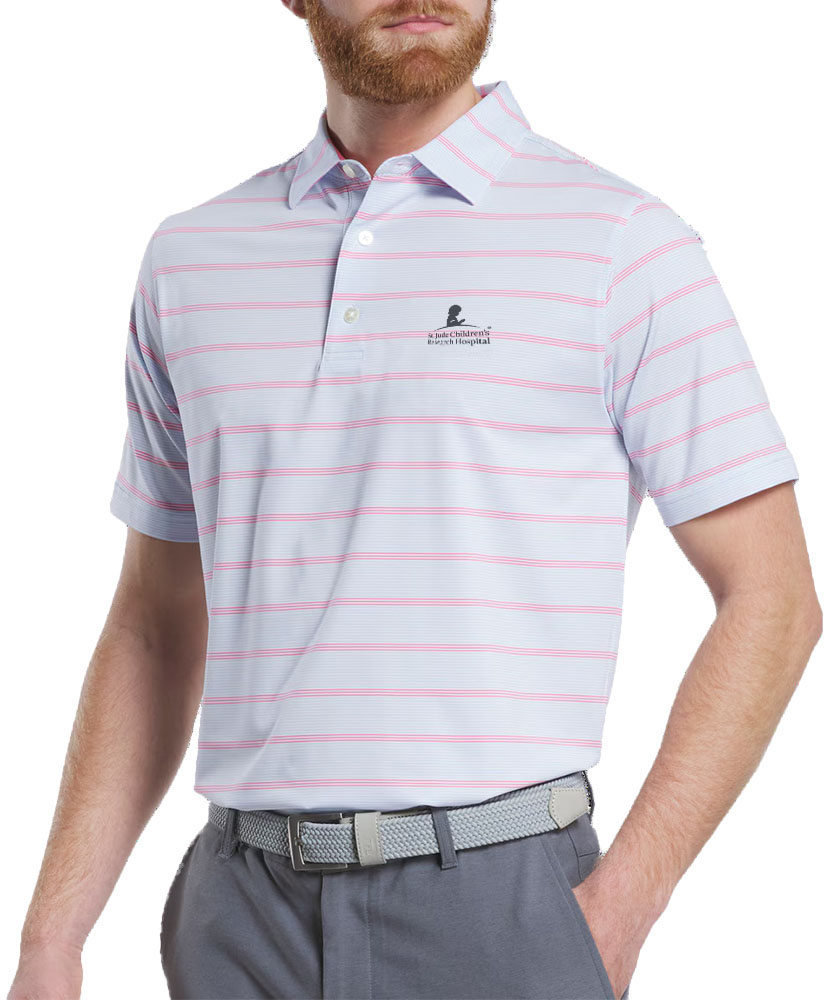 St. Jude FootJoy Classic Stripe Polo - White/Pink